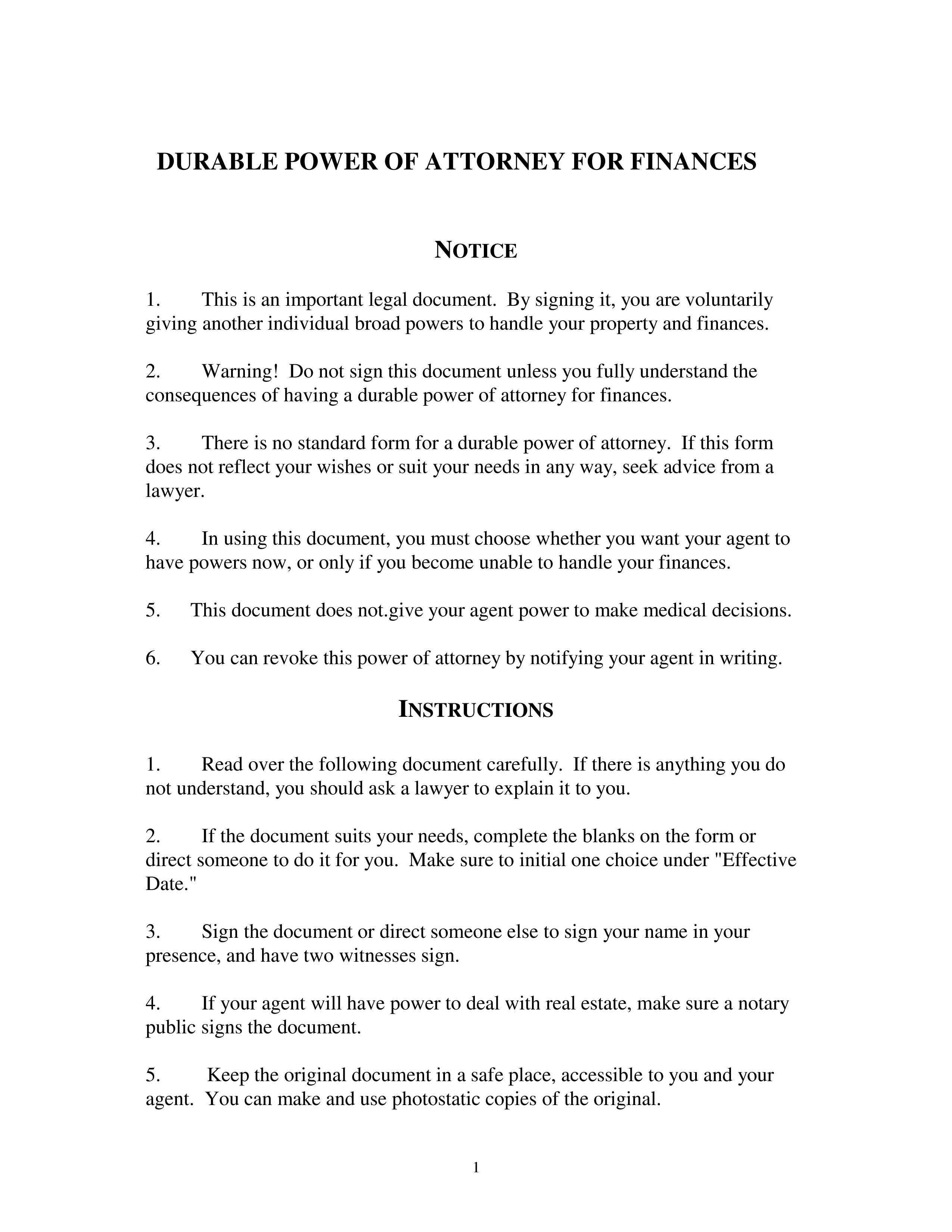 Michigan Durable Financial Power of Attorney Form